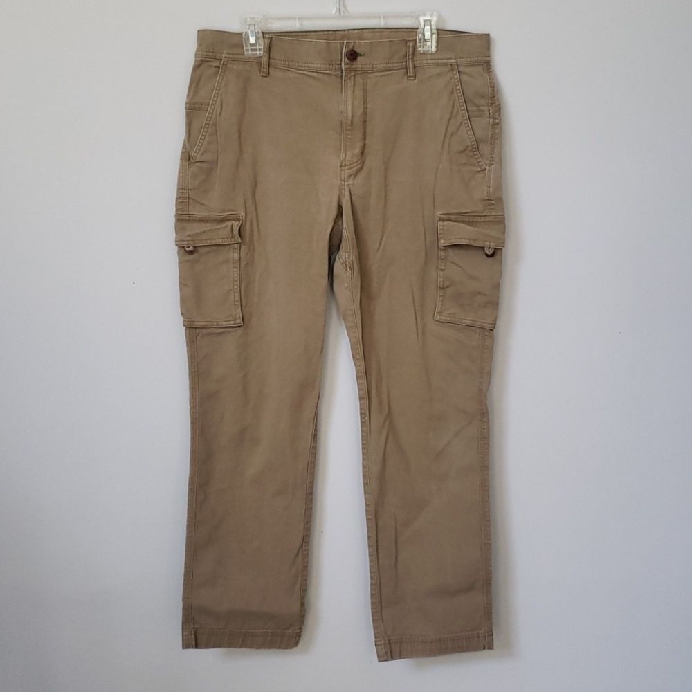 LL Bean Cargo Pant Mens 35x30 BeanFlex Classic Fit Tan Utility Chore Work Rugged